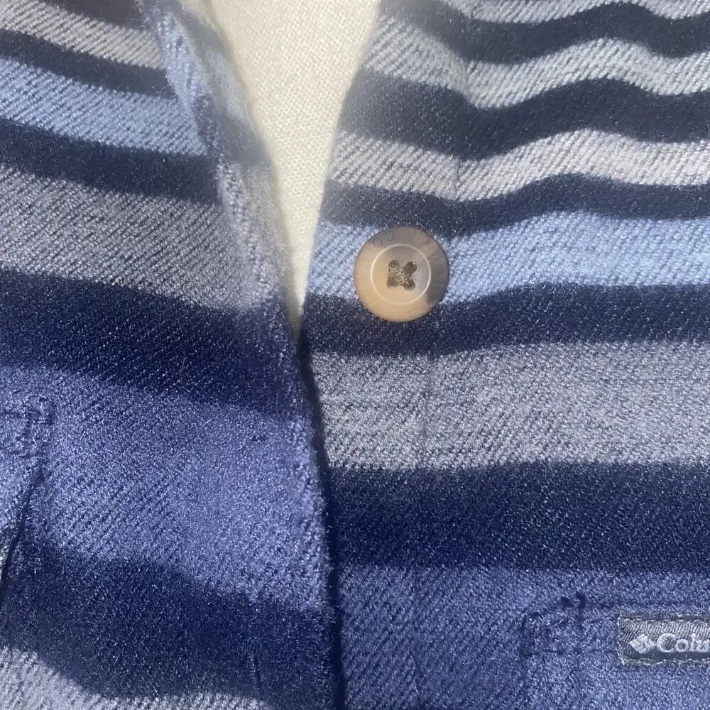 Columbia Shacket Blue Striped Mens Size Medium